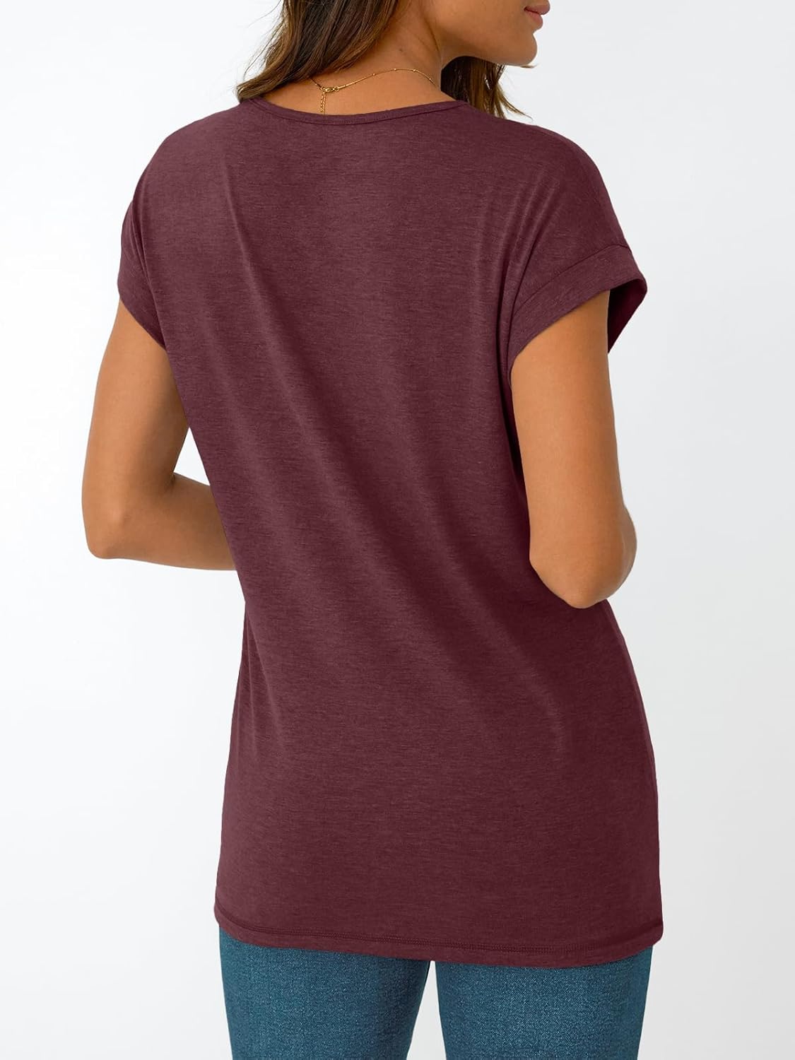 Womens Cap Short Sleeve T Shirts Summer Tops V Neck