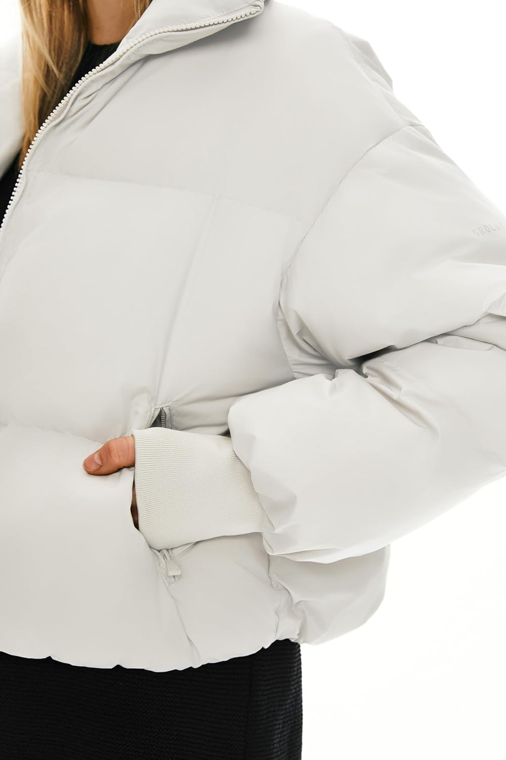 Womens Winter Oversized Cropped Puffer Jacket Zip Up Short Down Coat