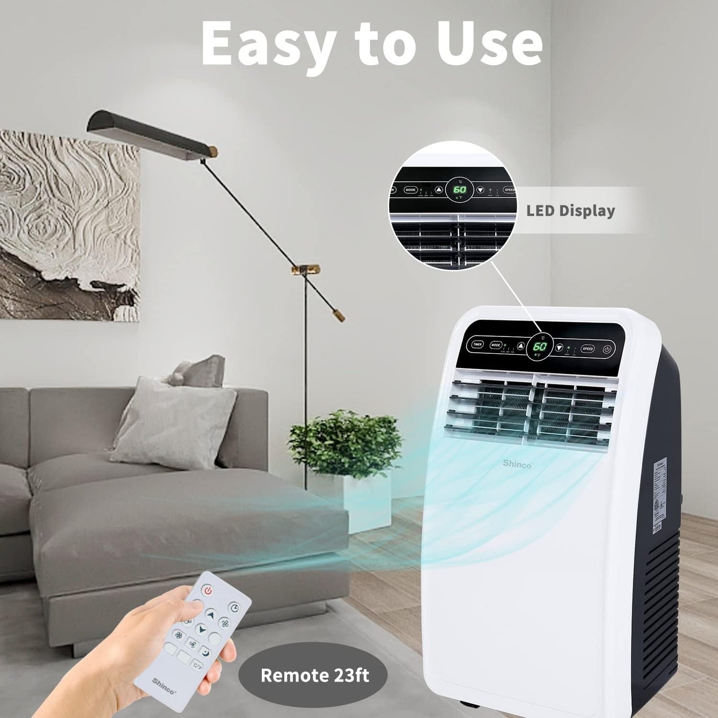 10,000 BTU Portable AC Wi-Fi Dehumidifier Fan Timer for 300 Sq.Ft with Window Kit