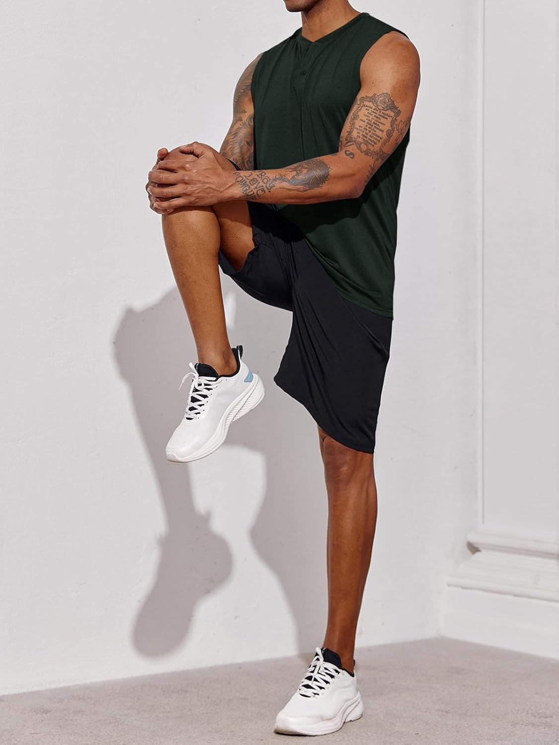 Men's Sleeveless Tank Tops Crewneck Solid Loose Fit Shirt