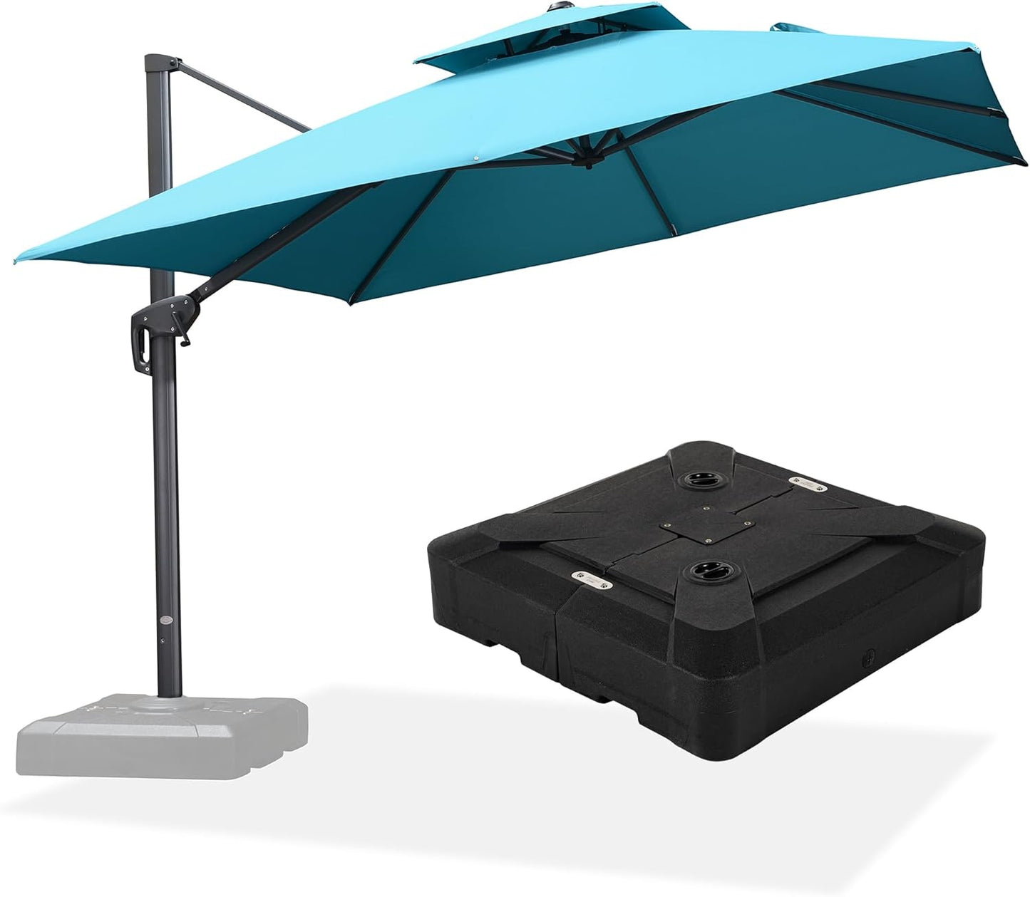 12ft Patio Umbrella with Base Large Outdoor Square Umbrella