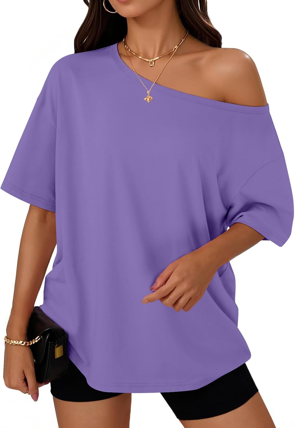 Womens Off The Shoulder Tops Oversized T-Shirts