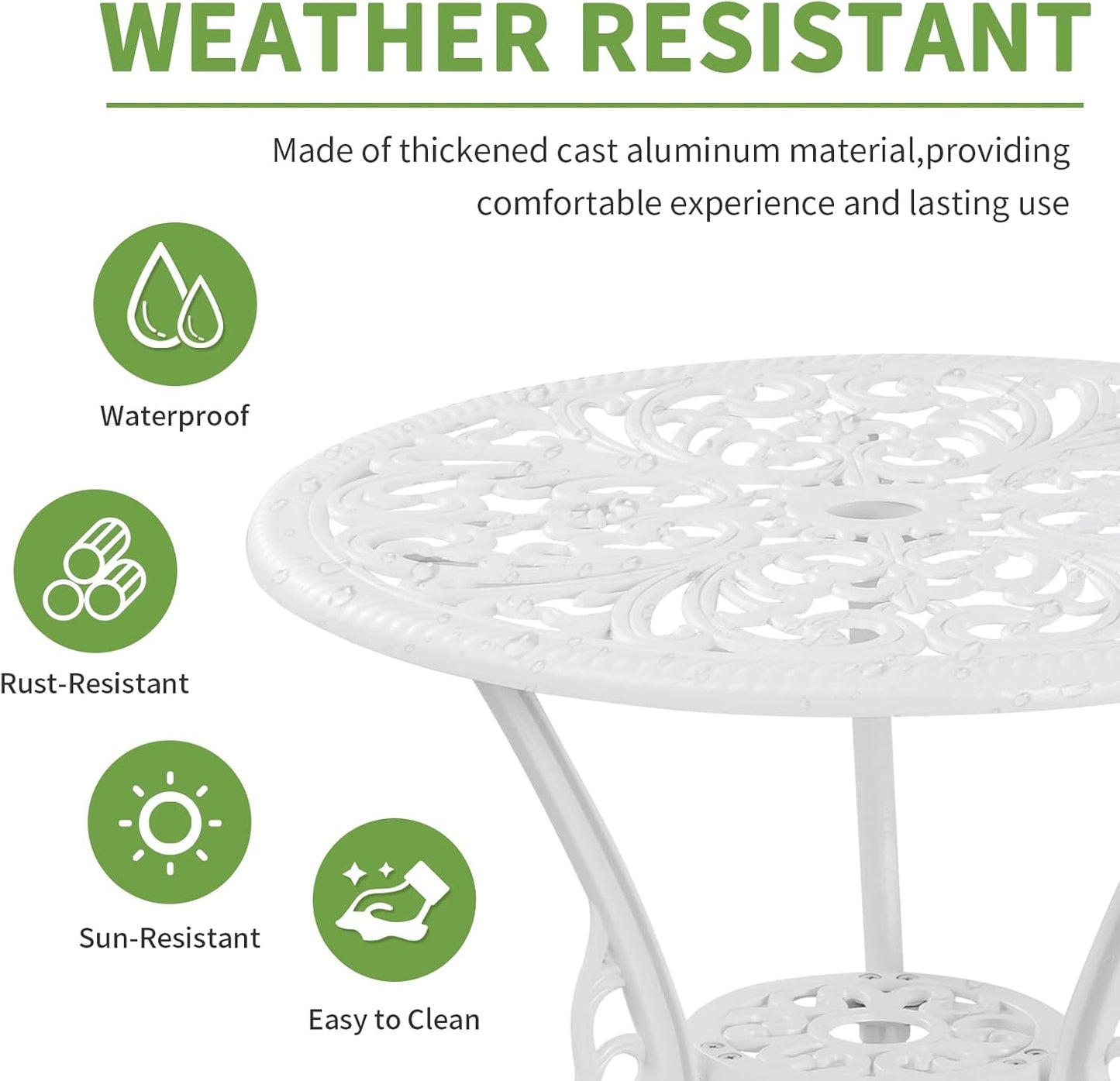 Patio Bistro Set 3 Piece Outdoor Cast Aluminum Outdoor Bistro Table