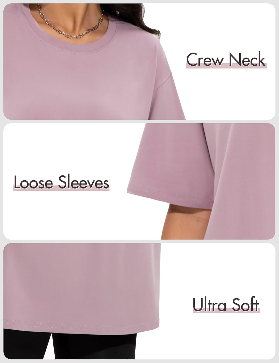 Oversized T-shirts for Women, Loose Fit Crew Neck Summer Baggy Tops Workout Tees Plus Size T Shirts