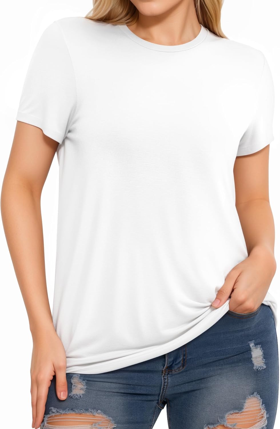Short Sleeve Crew Neck Casual Shirts Basic Tee Summer Tops