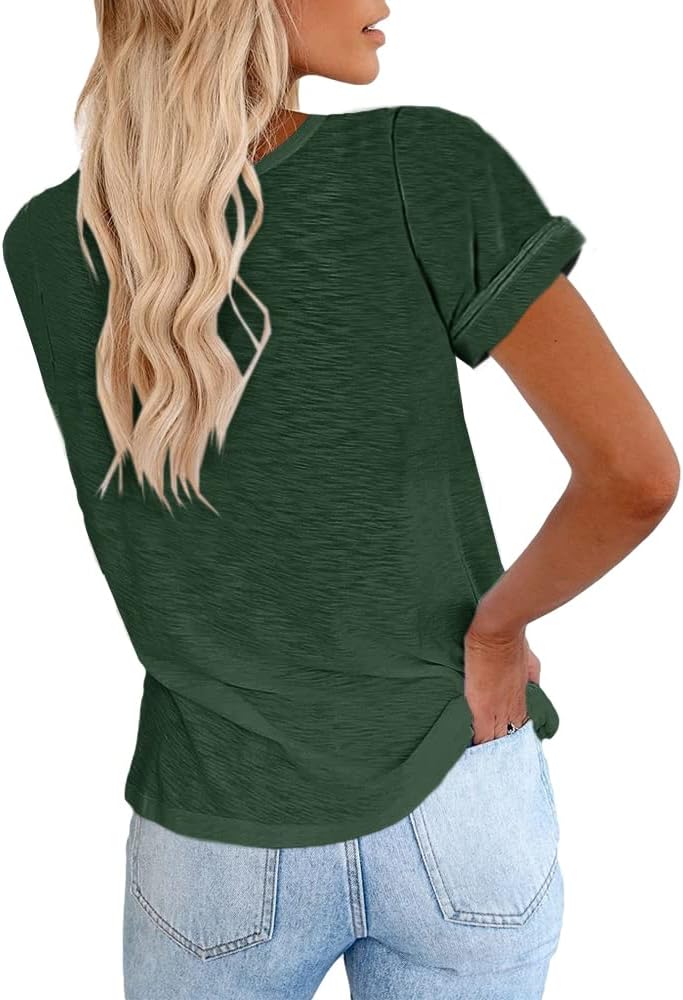 Women's Short Sleeve Shirts Crewneck Loose Casual Summer Basic Tees Tops