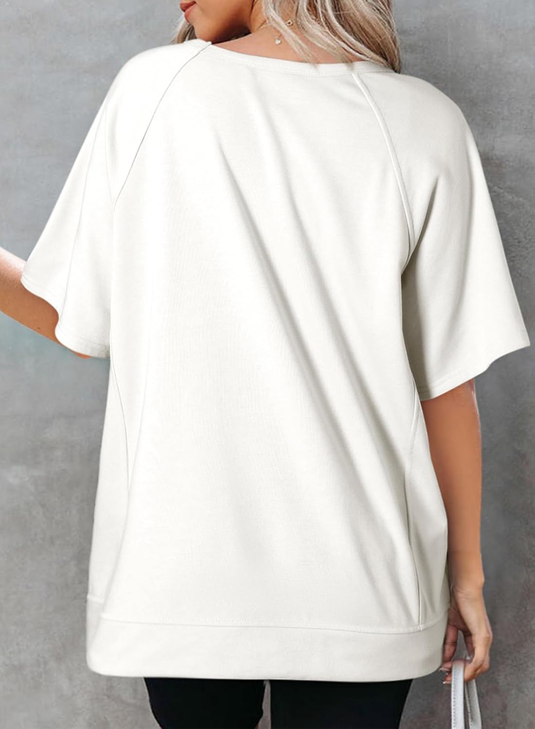 Crewneck Short Sleeve Casual Summer Tops Lightweight Loose High Low Blouse