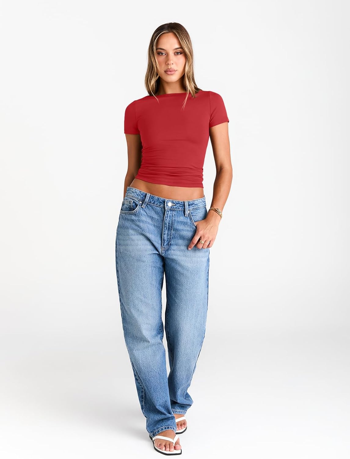 Womens Boat Neck Tops Short Sleeve T-Shirts Slim Fitted Compression