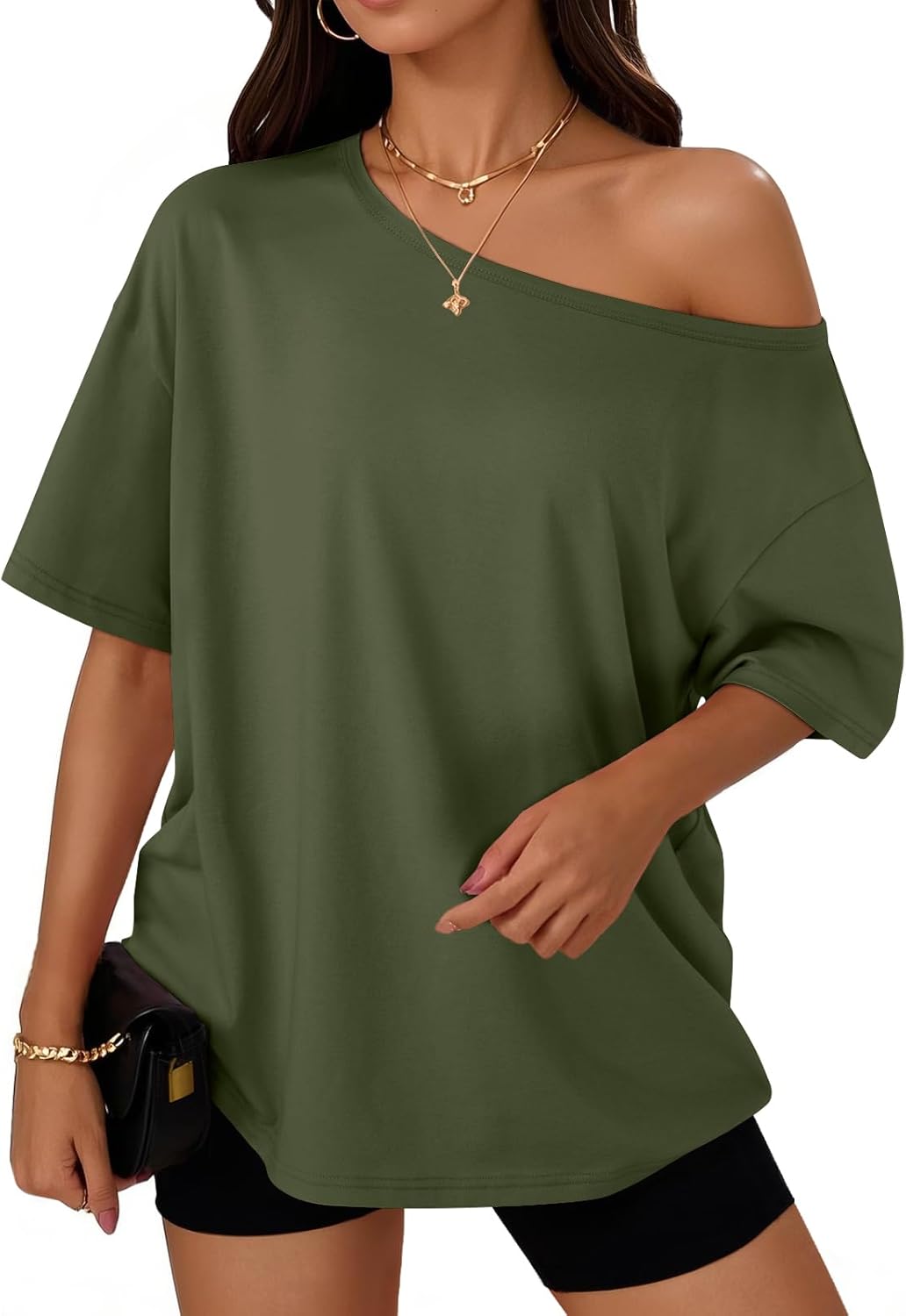 Womens Off The Shoulder Tops Oversized T-Shirts