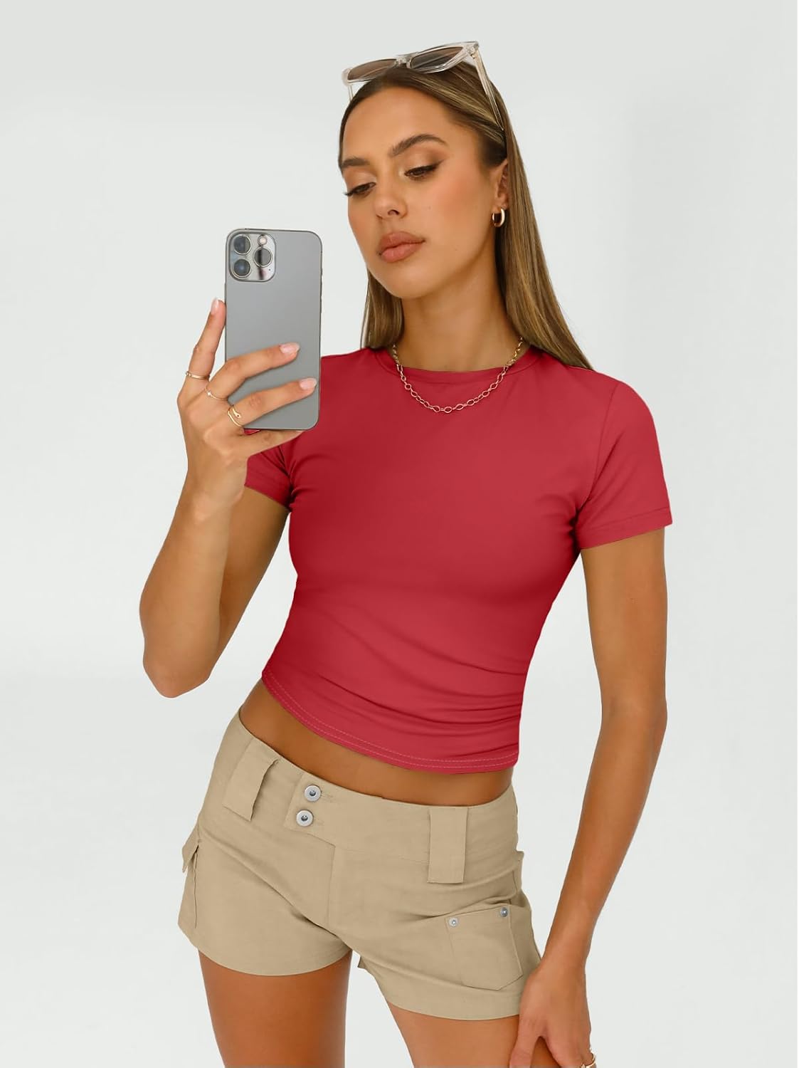 3 Piece Short Sleeve Shirts Basic Going Out Slim Fitted Crop Tops
