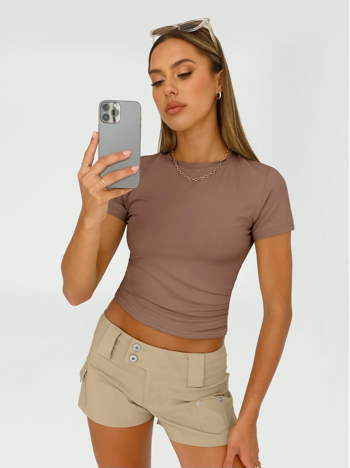 3 Piece Short Sleeve Shirts Basic Going Out Slim Fitted Crop Tops