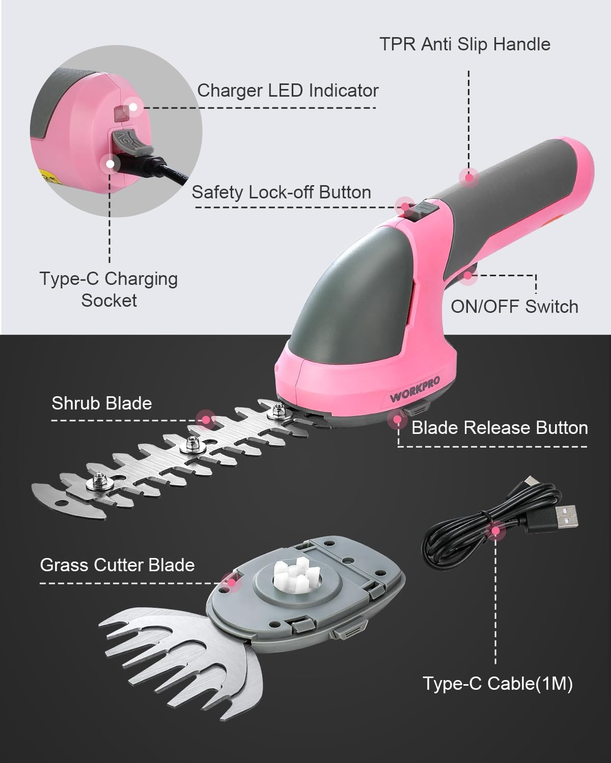 WORKPRO Cordless Grass Shear & Shrubbery Trimmer