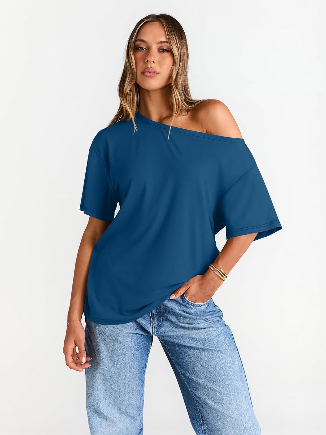 Womens Off The Shoulder Tops Oversized T-Shirts