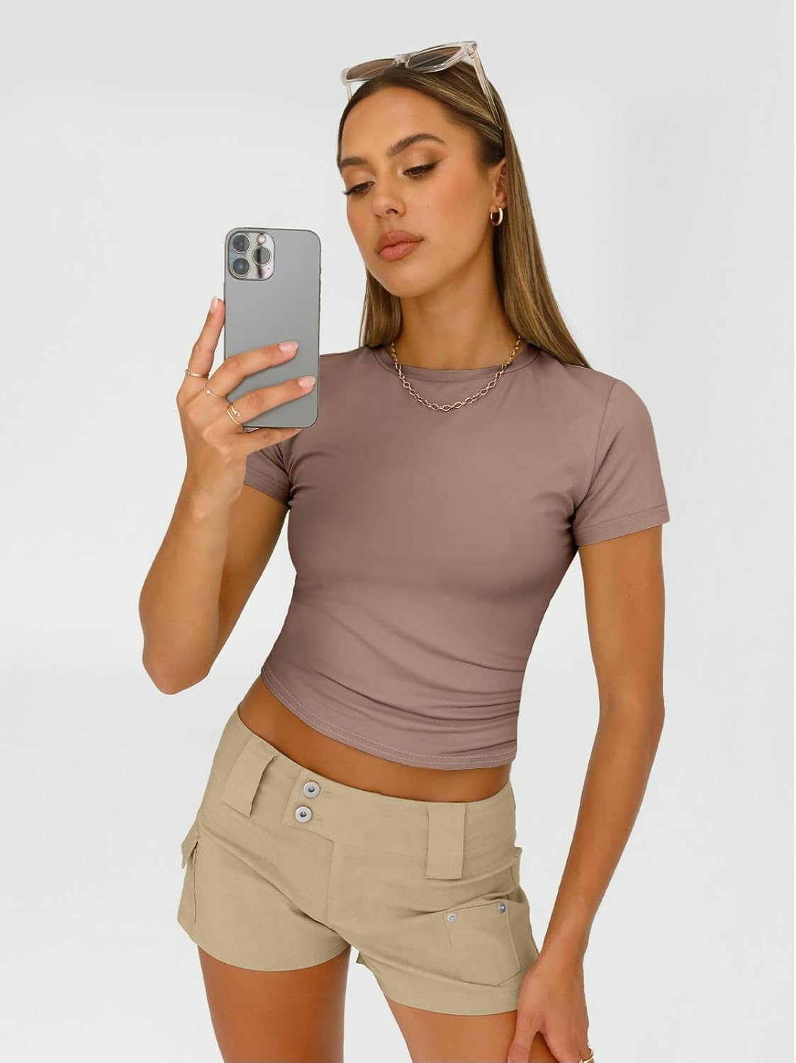 3 Piece Short Sleeve Shirts Basic Going Out Slim Fitted Crop Tops
