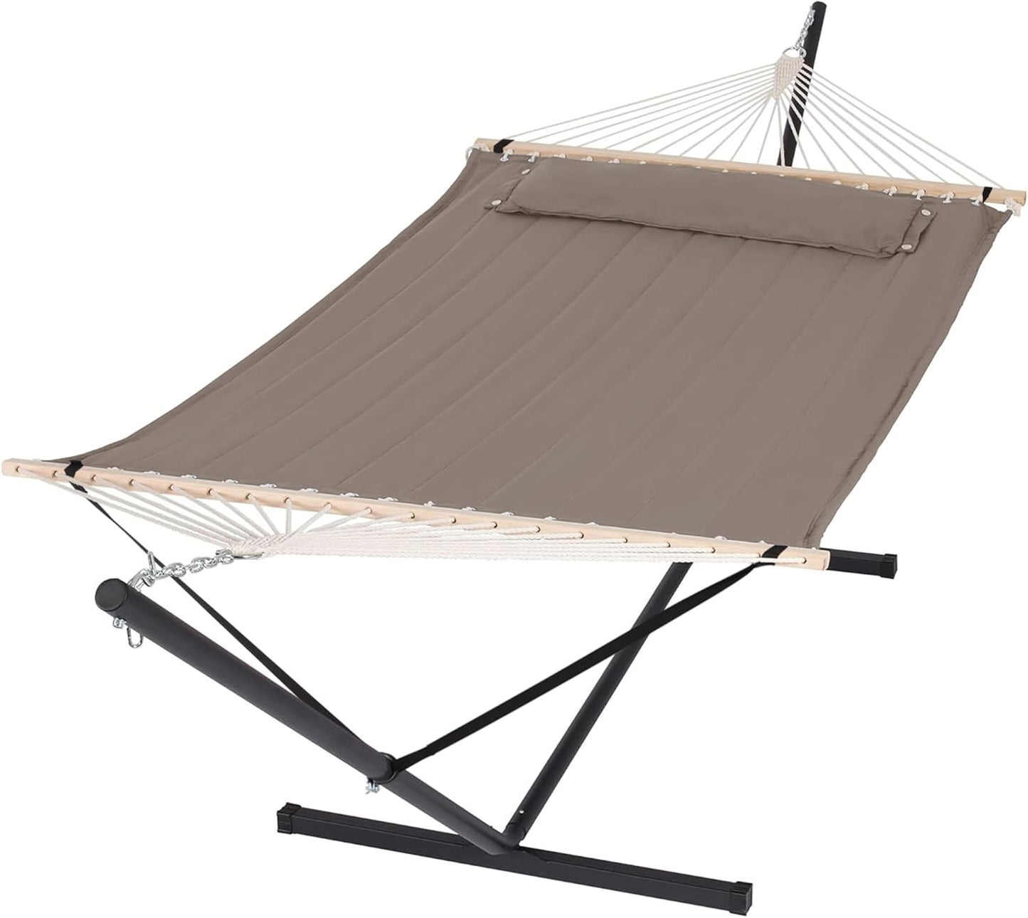2 Person Hammock with Stand Heavy Duty Portable Dark Grey