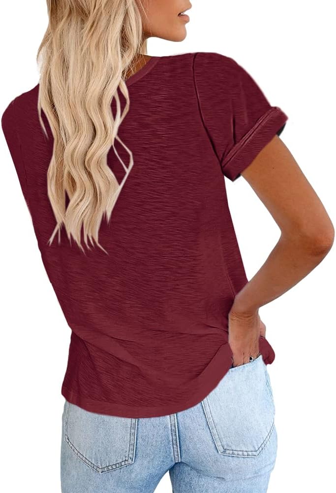 Women's Short Sleeve Shirts Crewneck Loose Casual Summer Basic Tees Tops