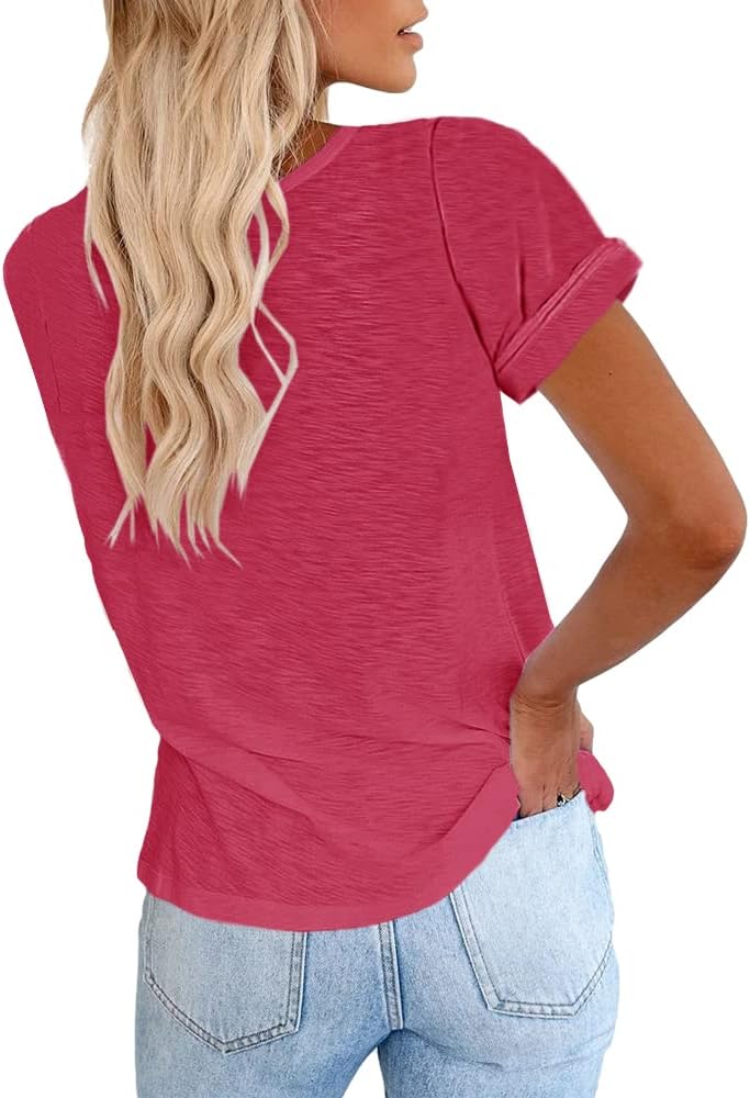 Women's Short Sleeve Shirts Crewneck Loose Casual Summer Basic Tees Tops