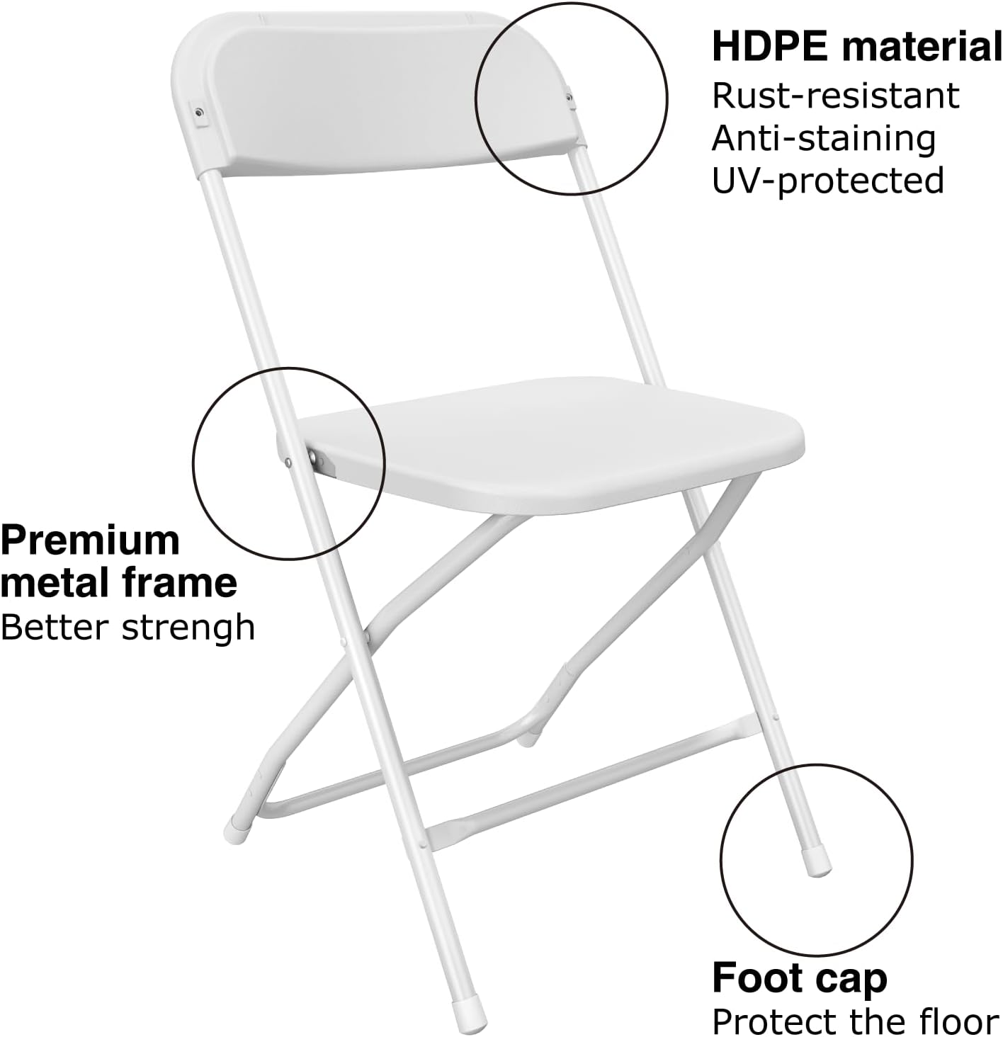 10 Pack White Folding Chairs Portable Party Chairs