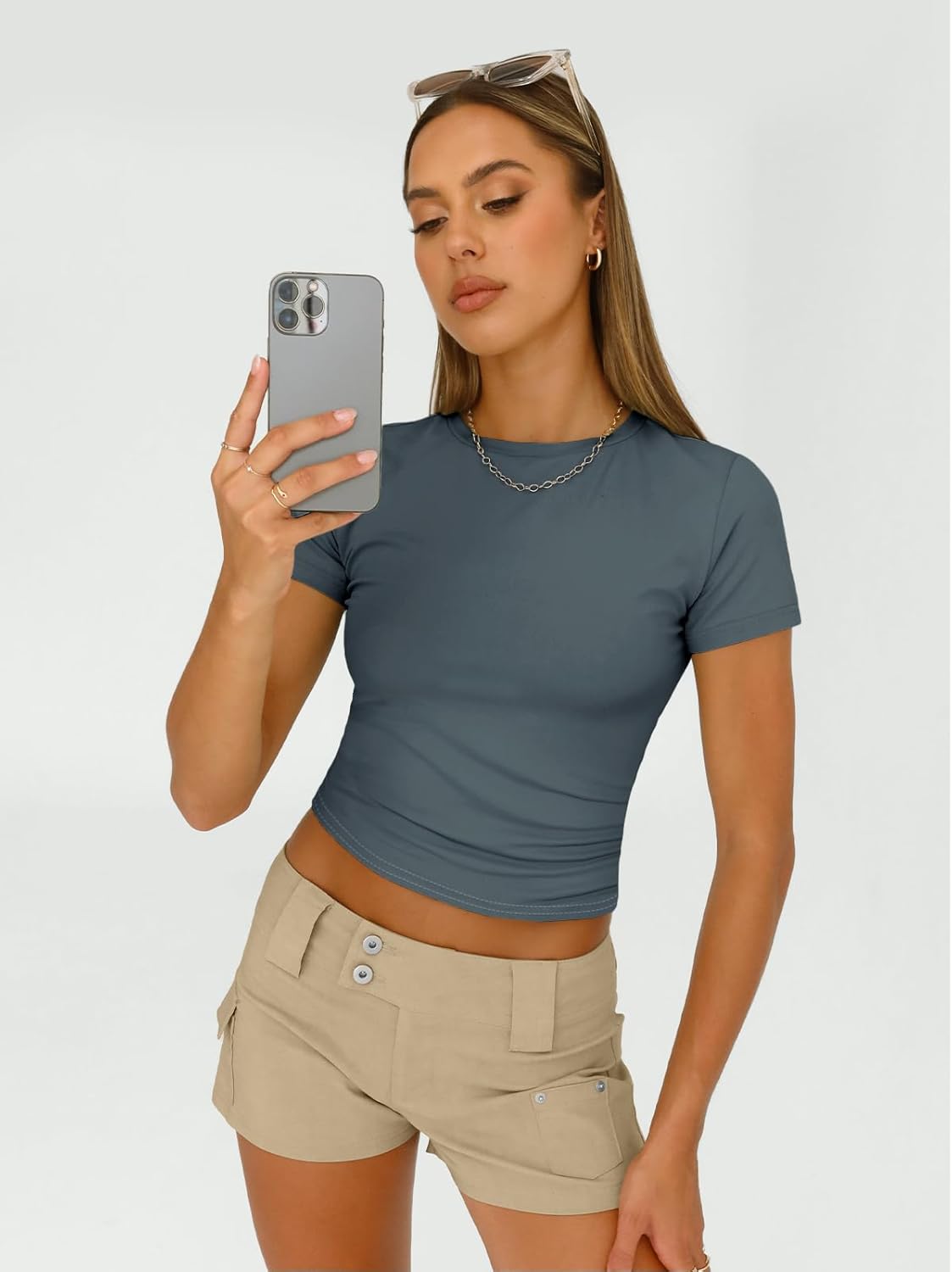 3 Piece Short Sleeve Shirts Basic Going Out Slim Fitted Crop Tops