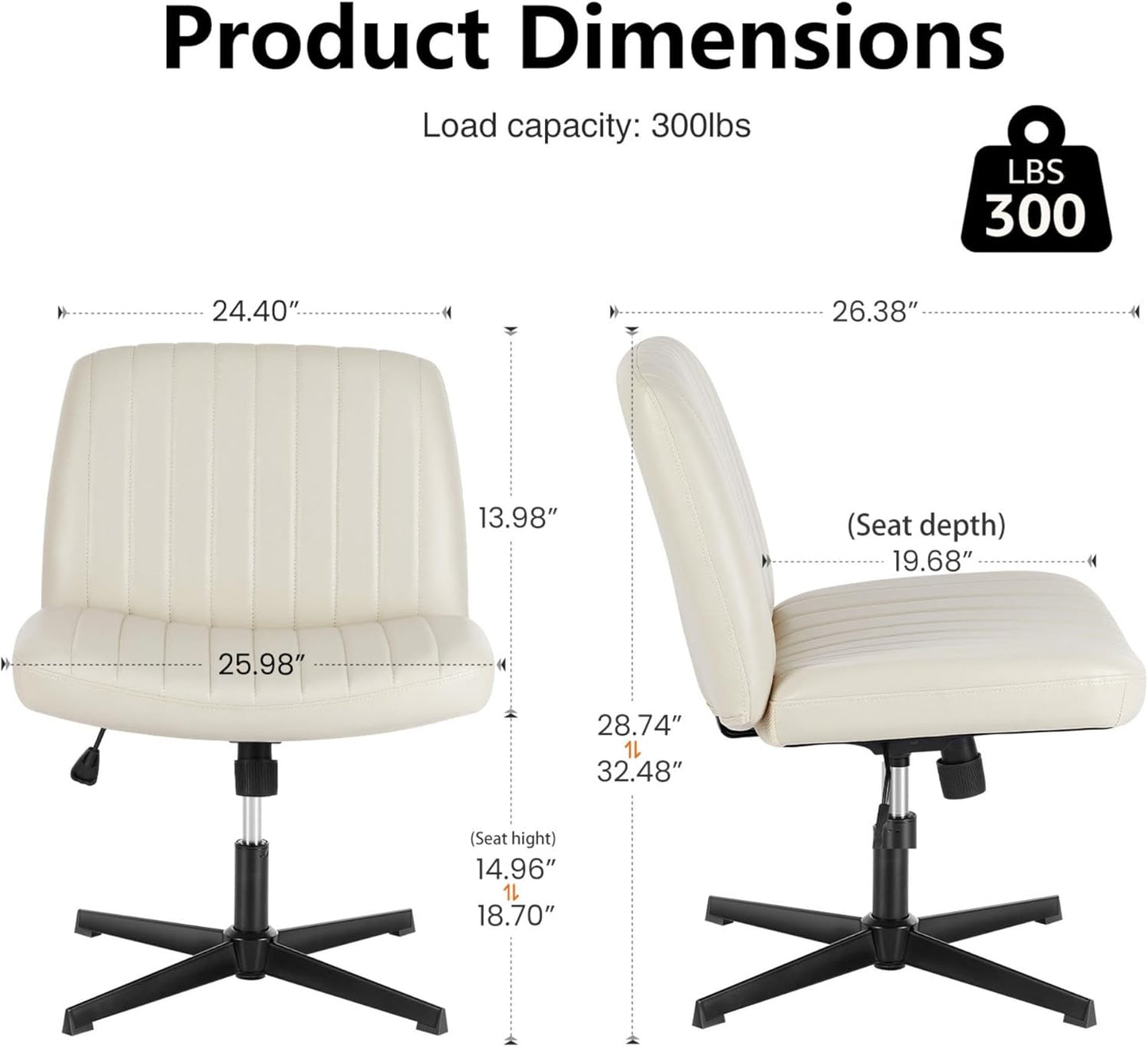 DUMOS Criss Cross Chair Legged Office Wide Comfy Desk Seat