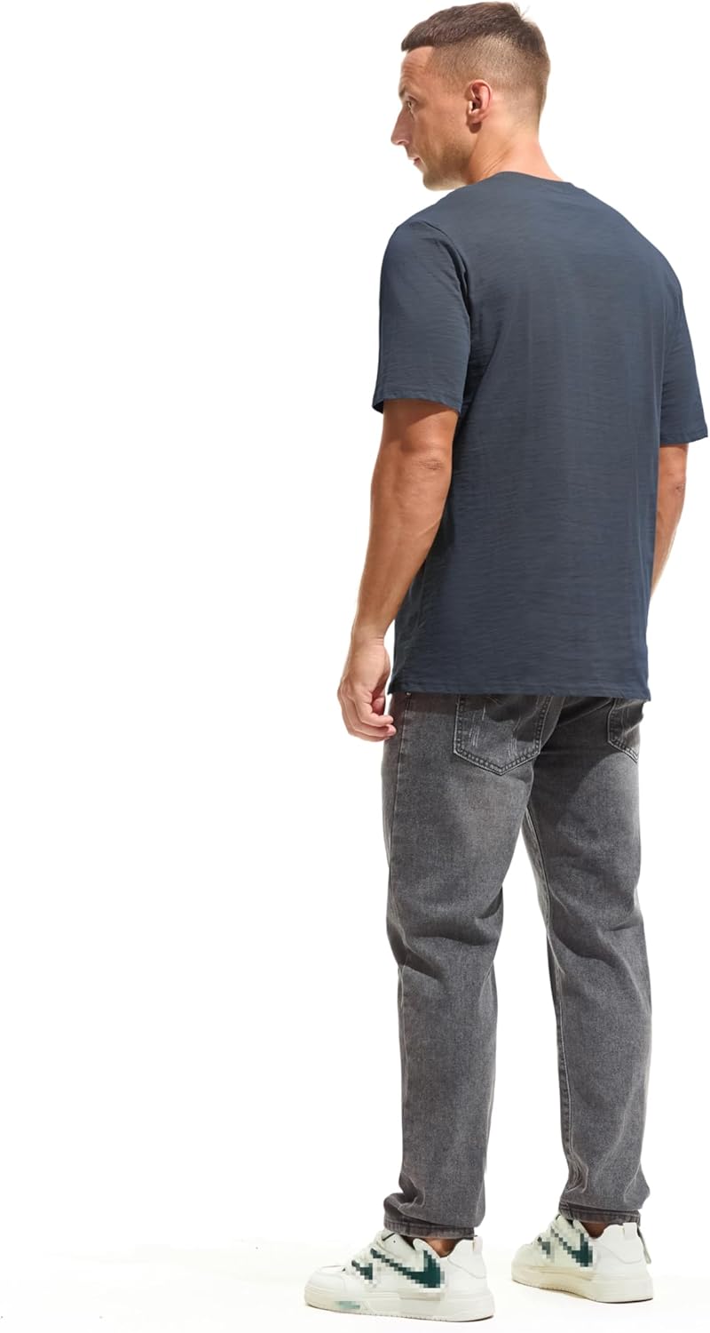 Cotton Loose Fit Thick T-Shirt Heavy Weight Crewneck Tees for Men