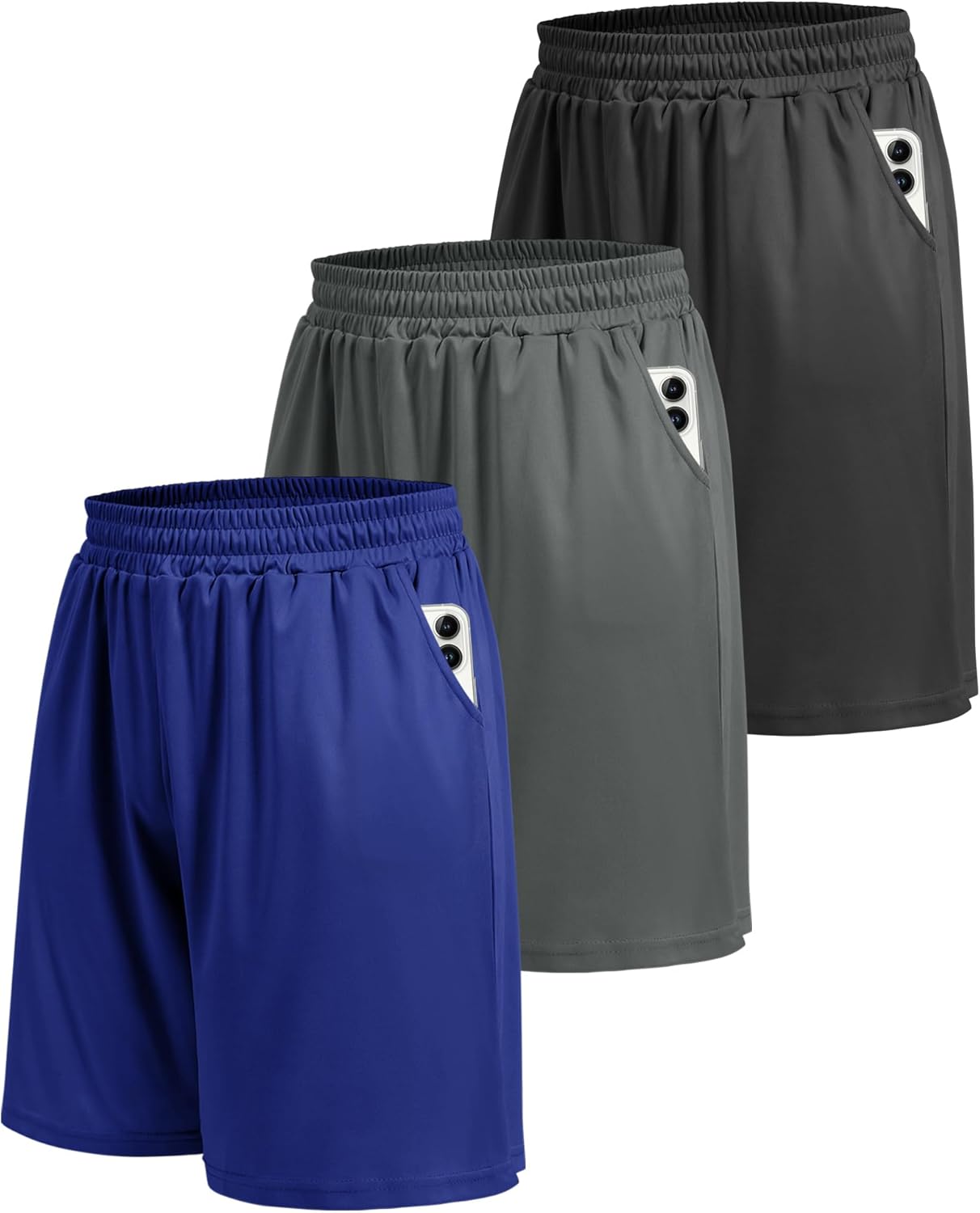 Workout Black Quick Dry Basketball Shorts with Pockets for Running Casual Activewear