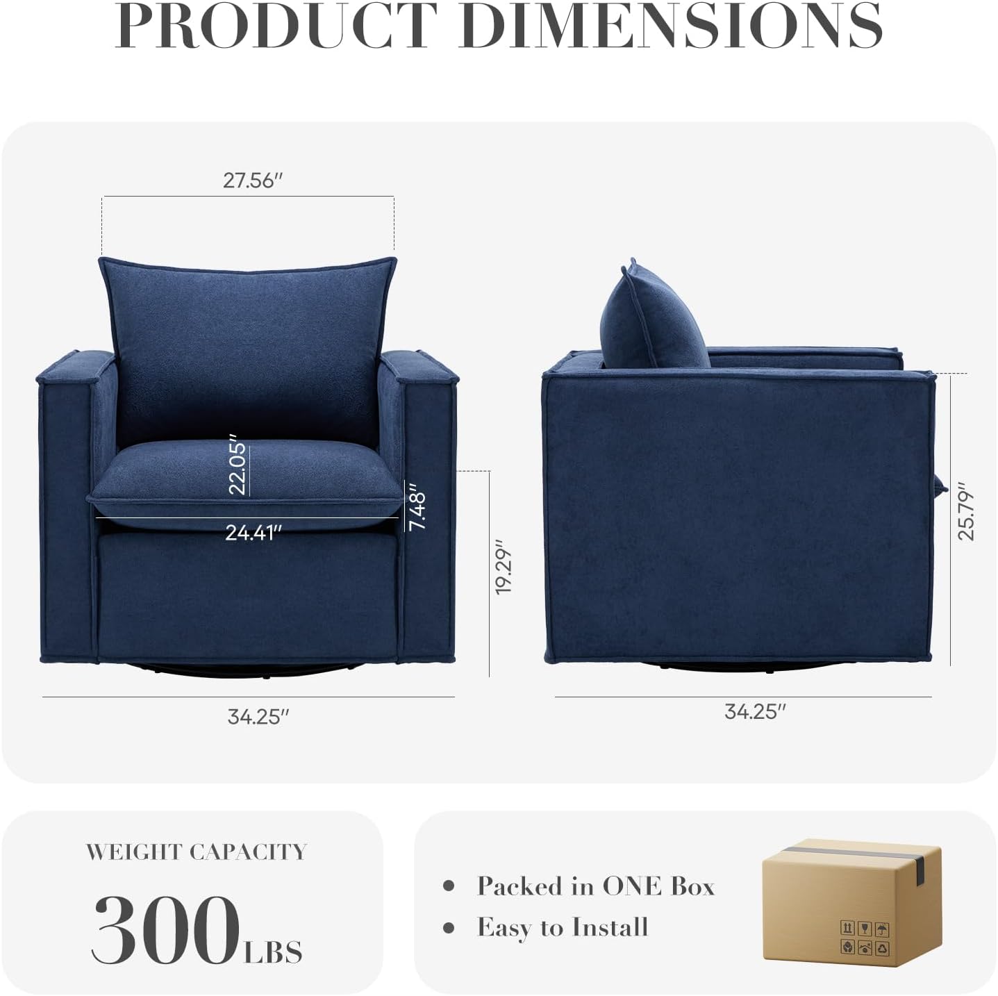 COLAMY Swivel Accent Chair Set 34 Inches Wide Upholstered Arm Chair