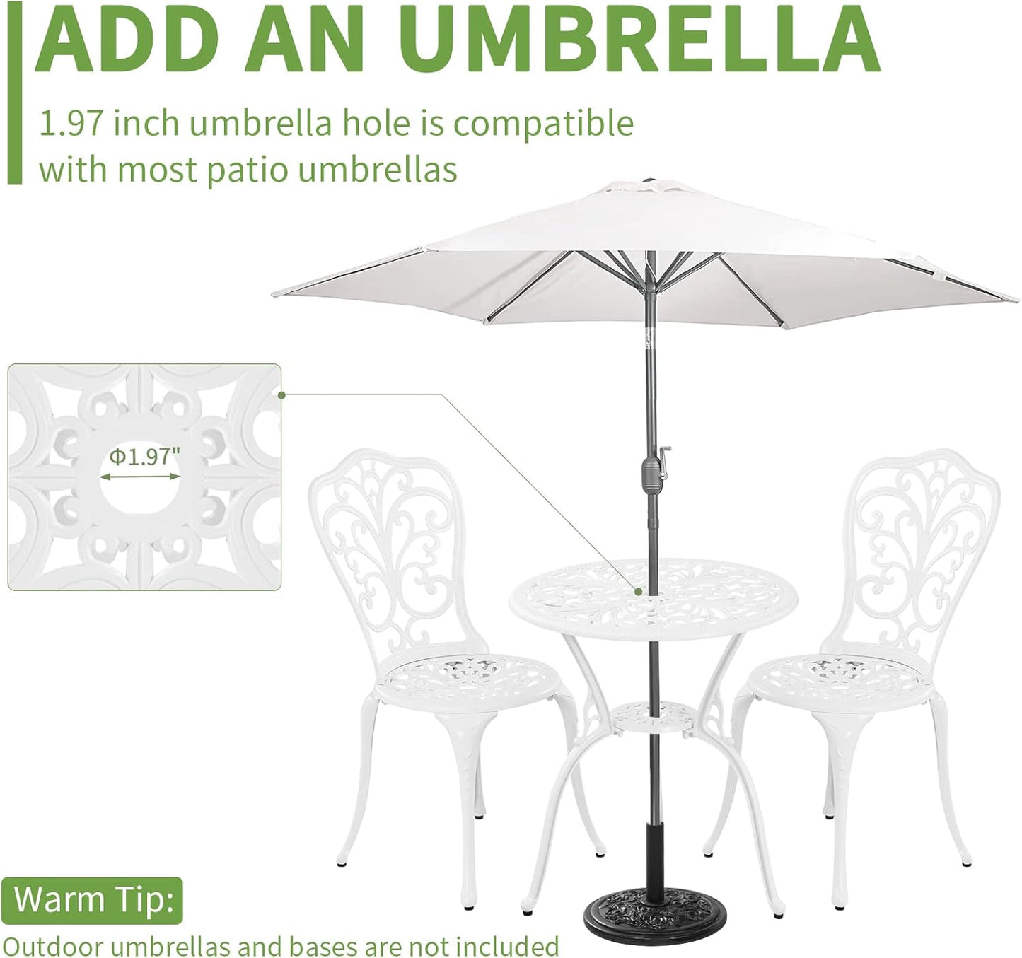 Patio Bistro Set 3 Piece Outdoor Cast Aluminum Outdoor Bistro Table