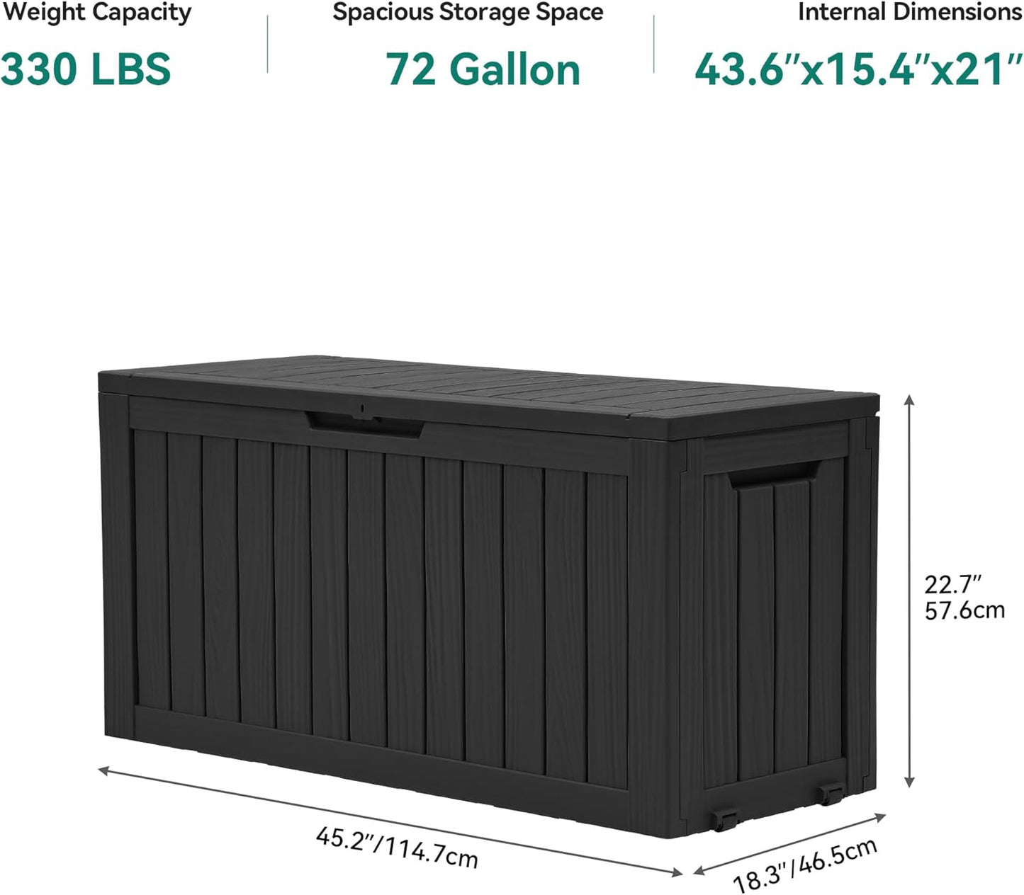 YITAHOME 120 Gallon Large Deck Box Upgraded Resin Outdoor Storage Boxes