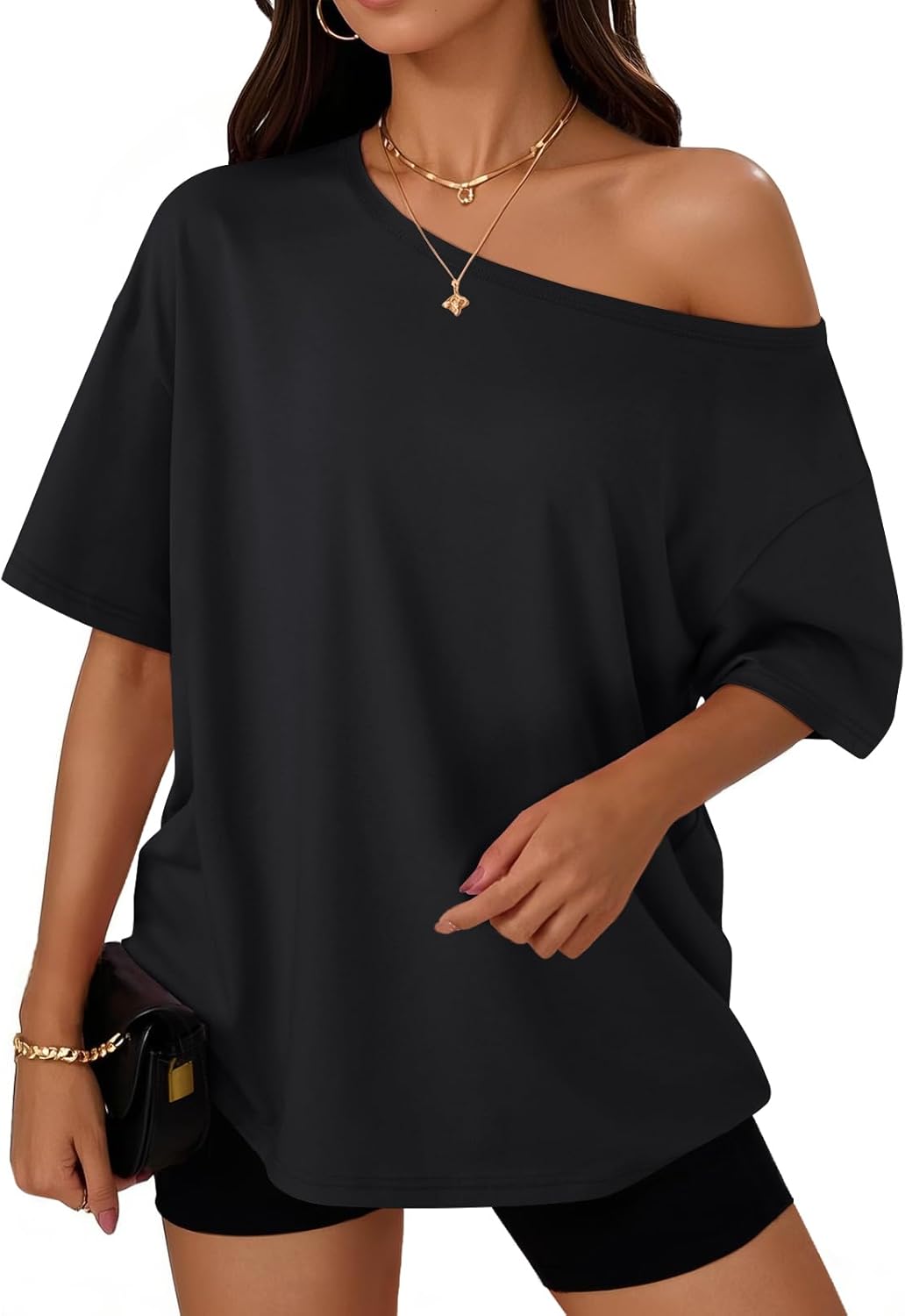 Womens Off The Shoulder Tops Oversized T-Shirts