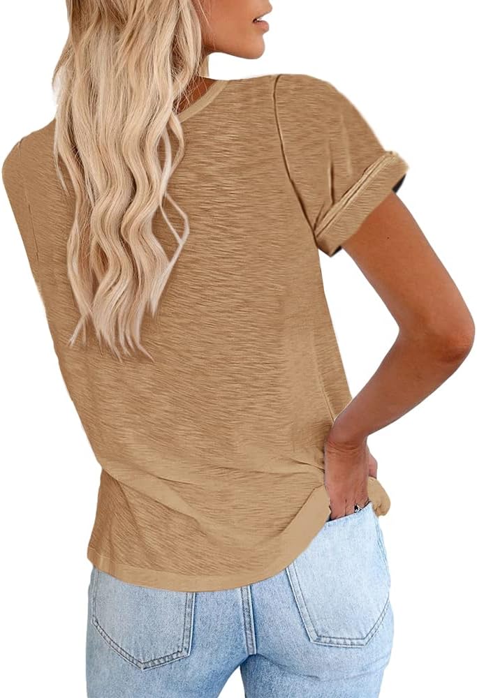 Women's Short Sleeve Shirts Crewneck Loose Casual Summer Basic Tees Tops
