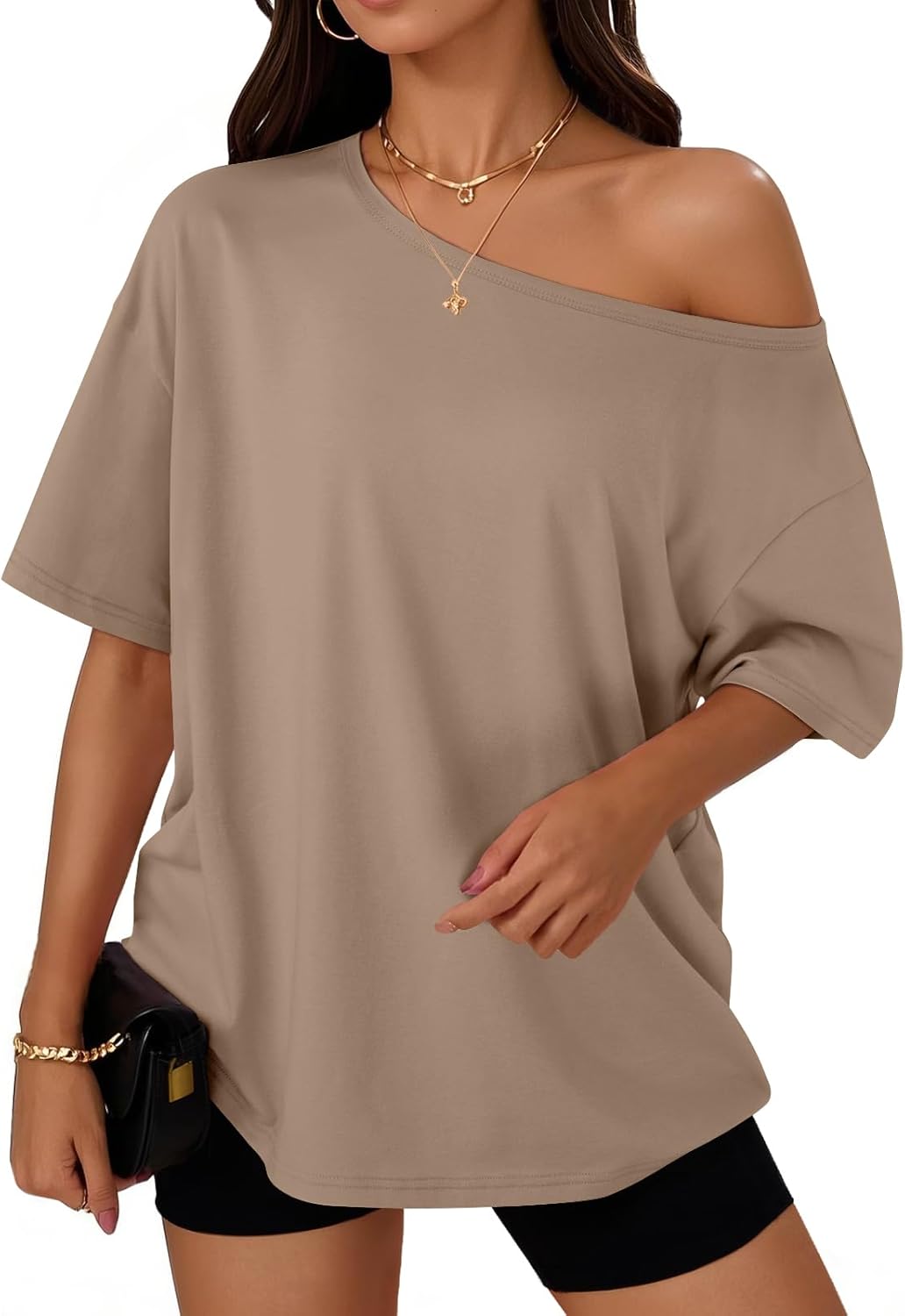 Womens Off The Shoulder Tops Oversized T-Shirts