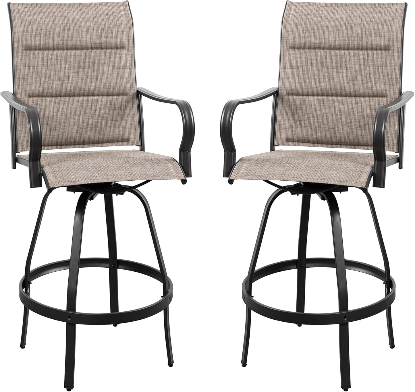 2 Piece Outdoor Patio Swivel Bar Chairs