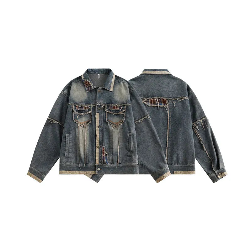 Men's Casual Daily Wear Distressed Denim Jacket