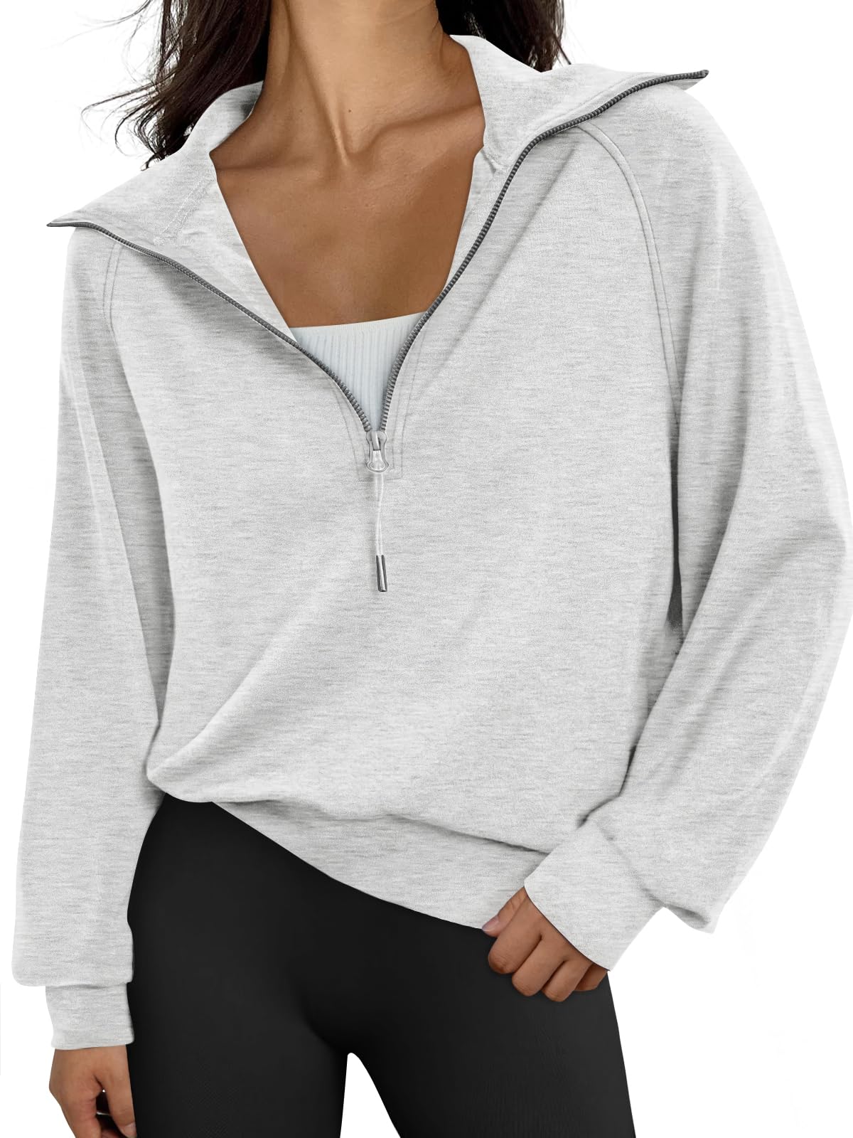 Womens Oversized Sweatshirts Half Zip Pullover Long