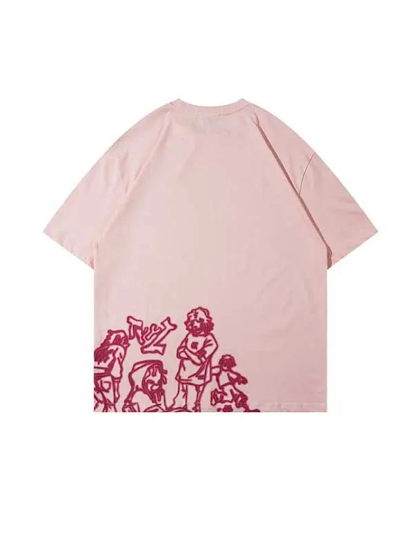 Women's Pink Street Style Short Sleeve T-Shirt