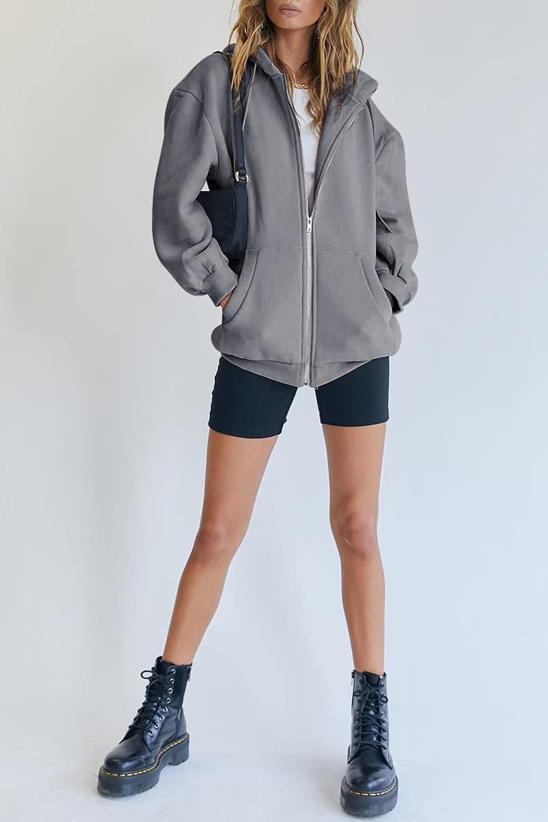 Womens Zip Up Hoodies Long Sleeve Fall Oversized Sweatshirts
