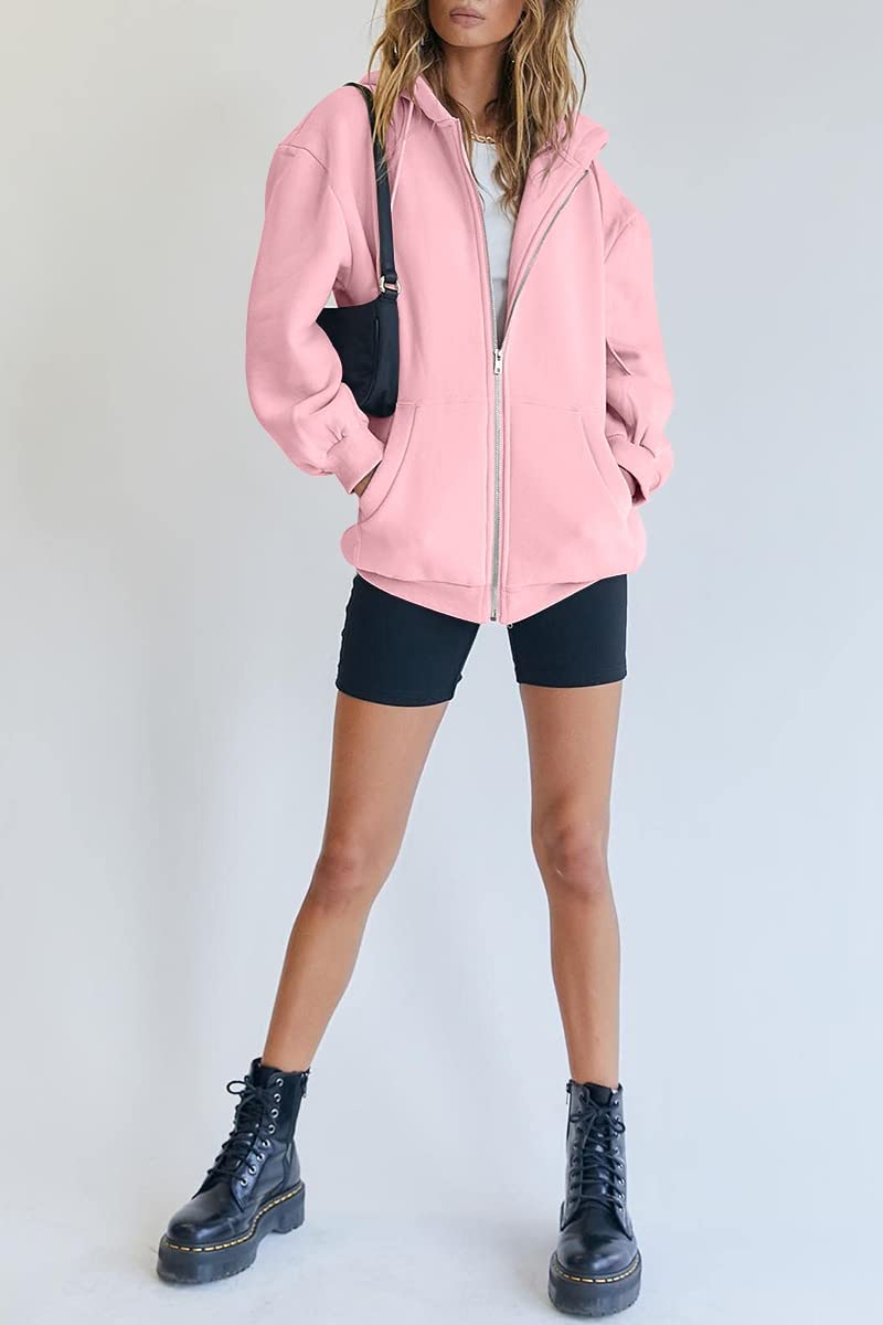 Womens Zip Up Hoodies Long Sleeve Fall Oversized Sweatshirts