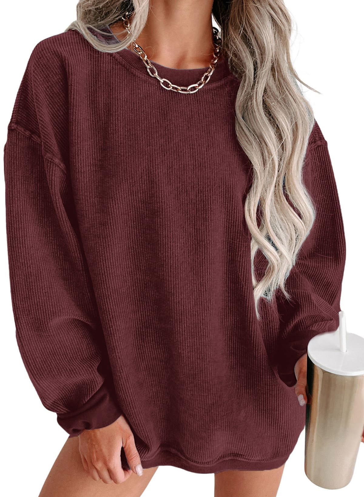 Women Casual Oversized Long Sleeve Crewneck Sweatshirts