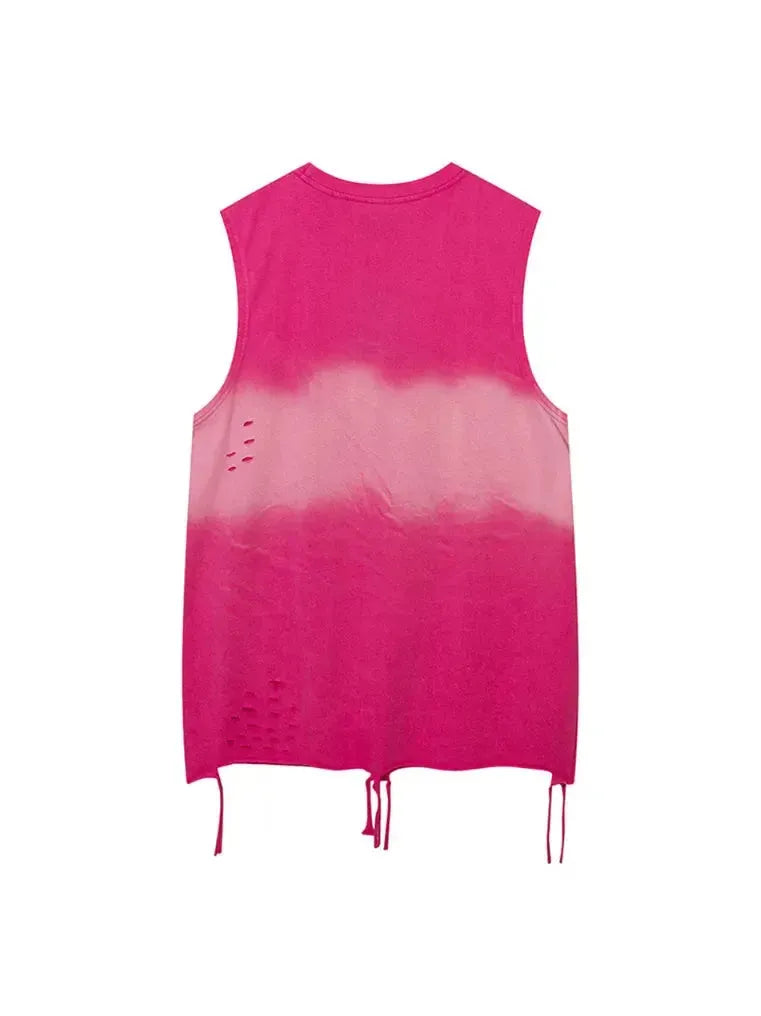 Gradient Make Old Ripped Vest