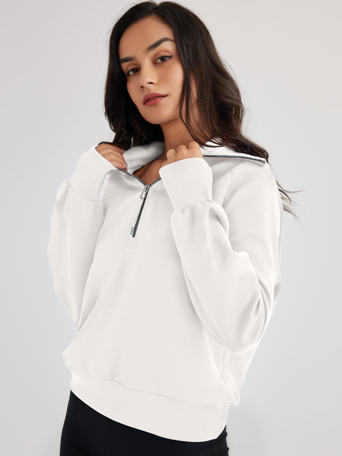 Womens Oversized Sweatshirts Half Zip Pullover Long