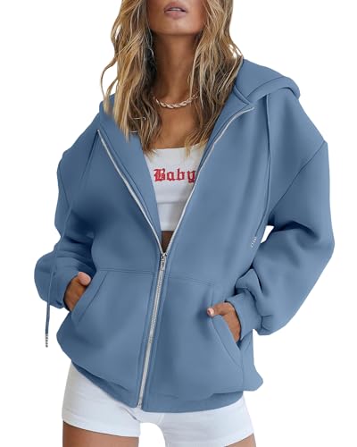 Womens Zip Up Hoodies Long Sleeve Fall Oversized Sweatshirts