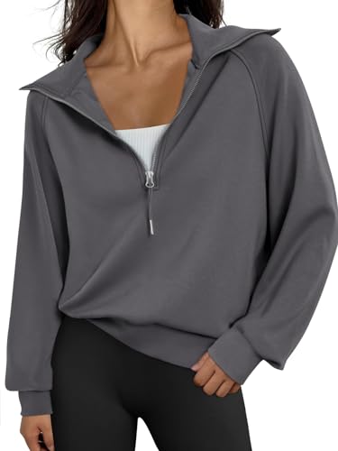 Womens Oversized Sweatshirts Half Zip Pullover Long