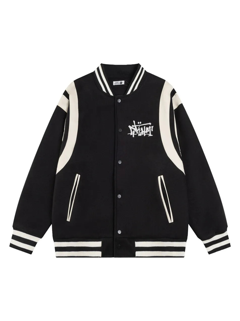 PU Leather Embroidered Baseball Jacket for Men