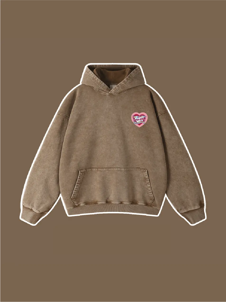Heart Pattern Washed Vintage Hoodie