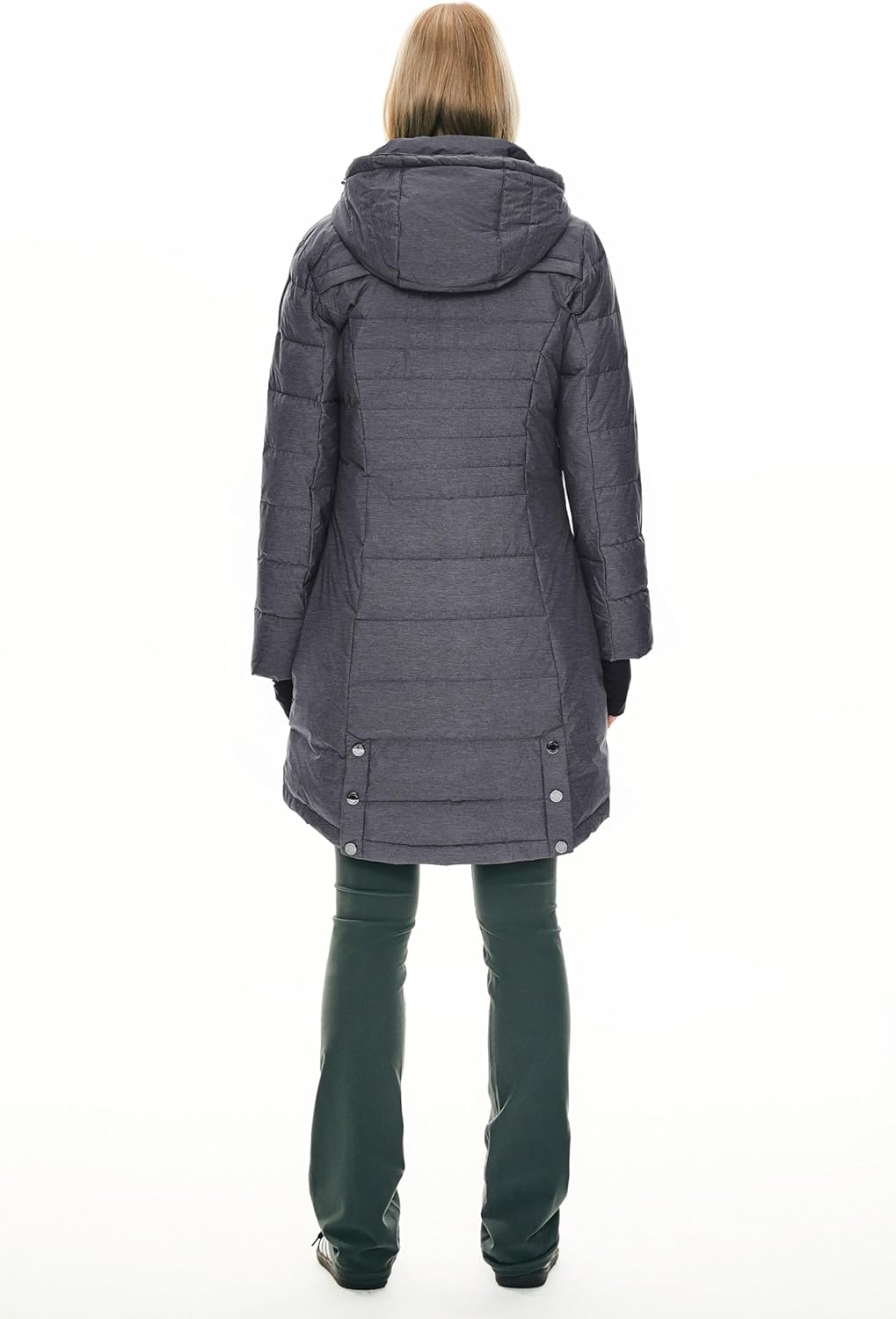 Womens Long Winter Down Jacket Hooded Quilted Puffer Coat Slim Fit Warm Outerwear