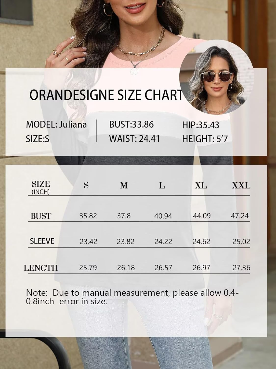 Women Long Sleeve Color Block Tunics Tops Round Neck Shirts Casual Blouses