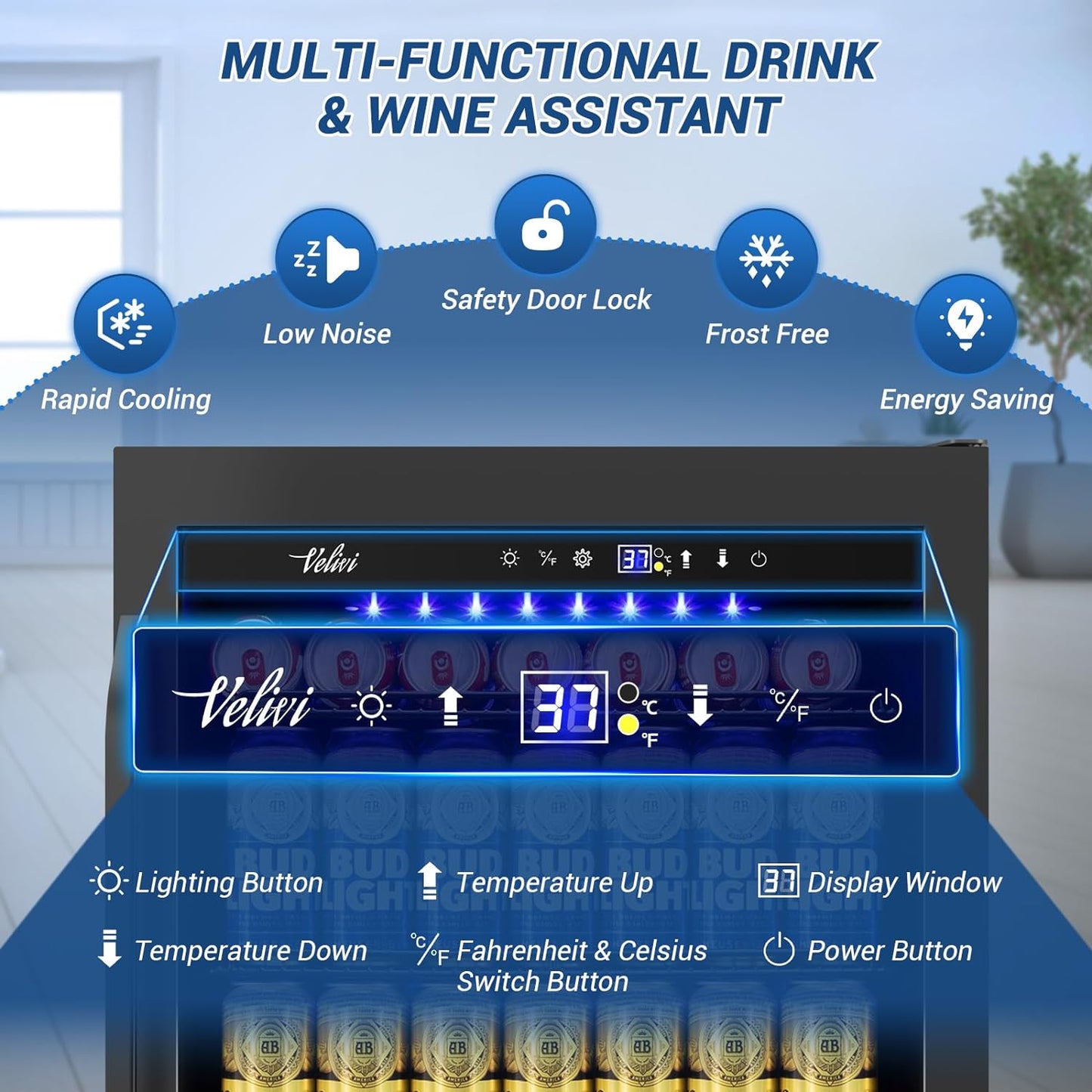 24 Inch Beverage Refrigerator Outdoor Under Counter Beverage Cooler for Patio