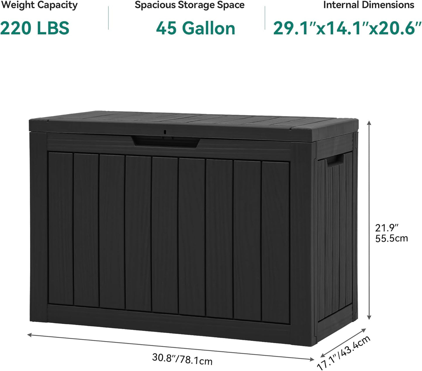 YITAHOME 120 Gallon Large Deck Box Upgraded Resin Outdoor Storage Boxes