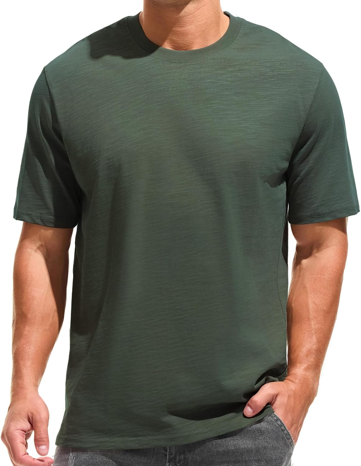 Cotton Loose Fit Thick T-Shirt Heavy Weight Crewneck Tees for Men